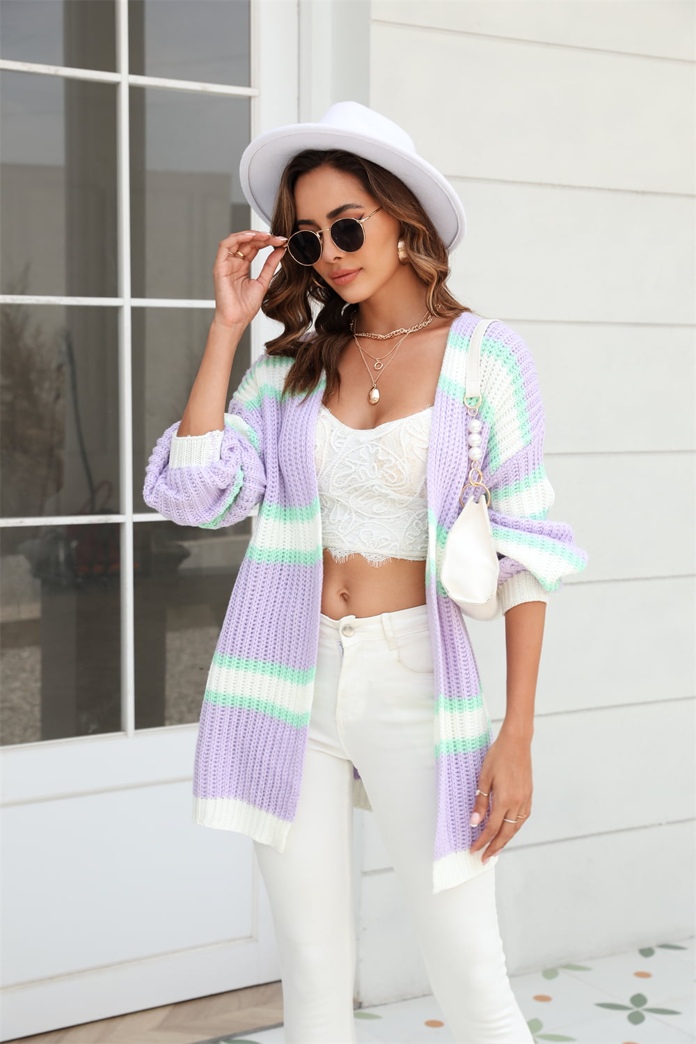 Floating Into Life Color Block Cardigan