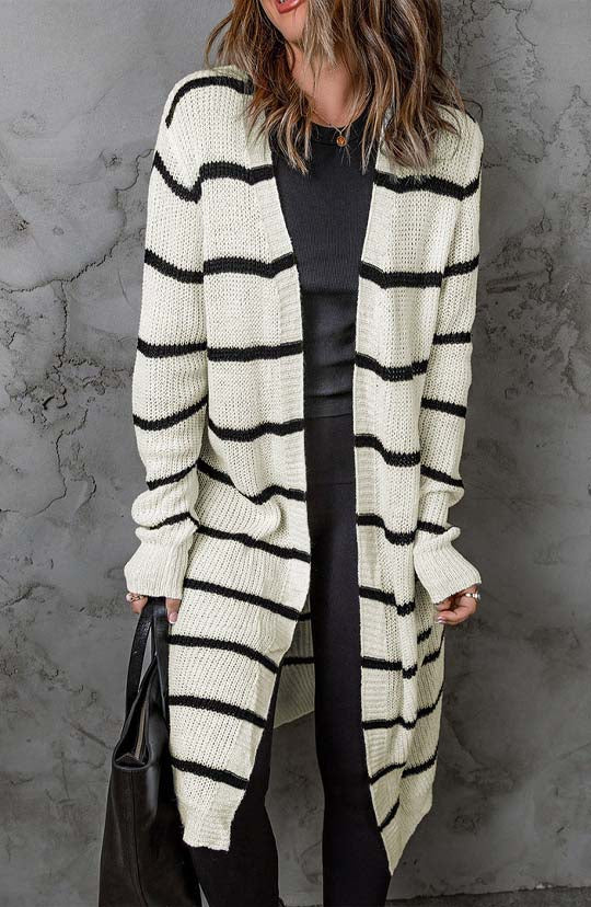 Always Keeping Cozy Striped Duster