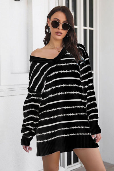 Darling Striped Mini Sweater Dress