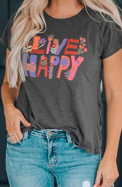 Live Happy Floral Graphic Tee