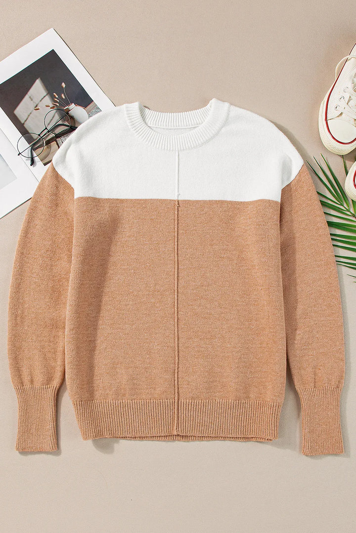 Bailey Color Block Round Neck Sweater