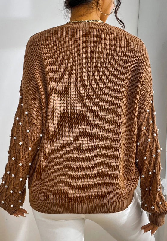 Kinsley Pearl Detail Round Neck Sweater