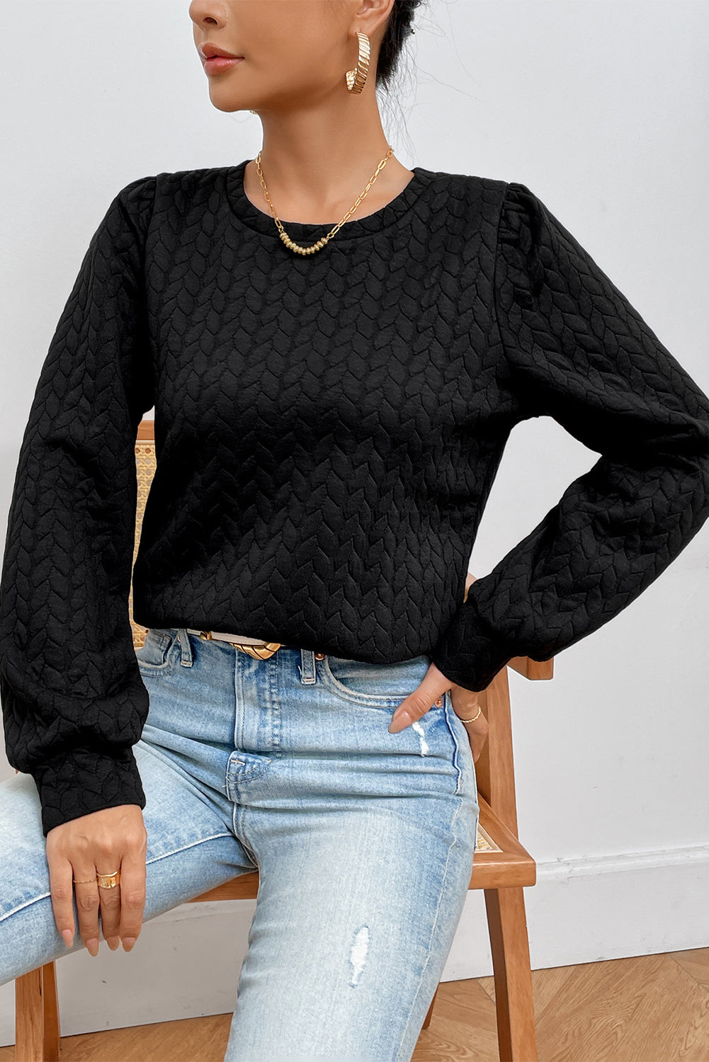 Nora Round Neck Long Sleeve Sweatshirt