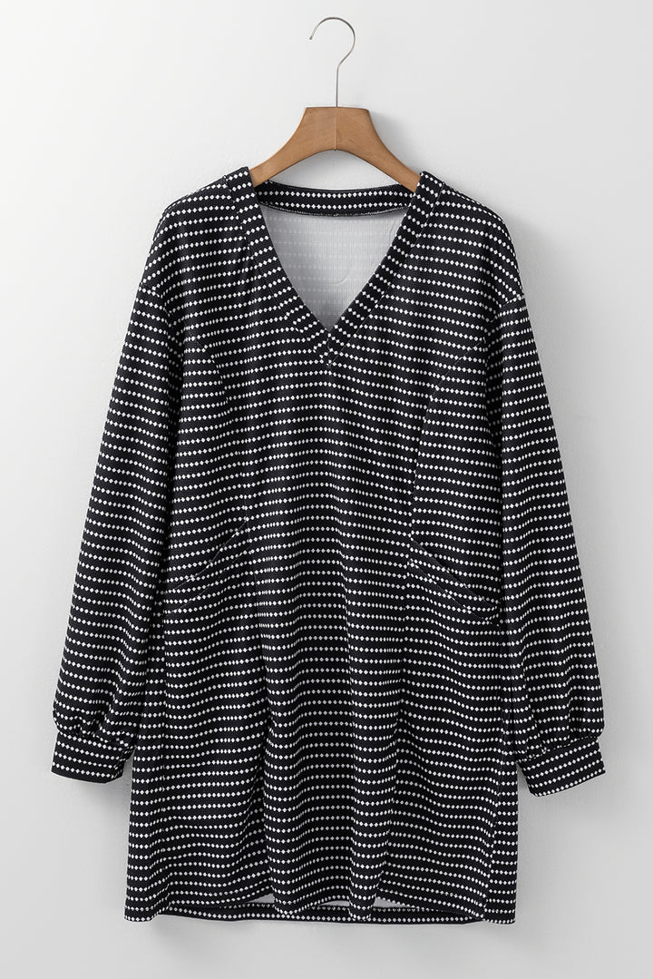 Alyssa Striped V-Neck Long Sleeve Mini Dress