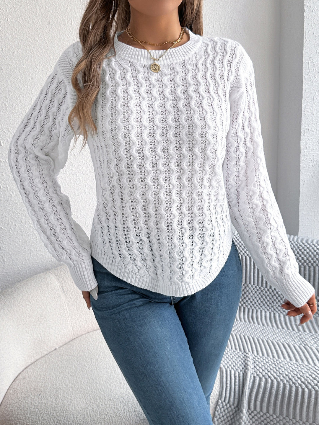 Raelynn Asymmetric Hem Sweater