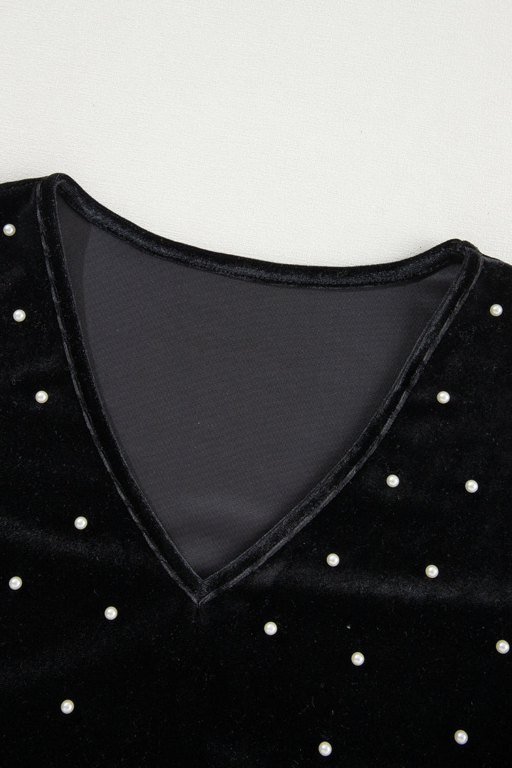 Camilla Pearl Detail Velvet Bodysuit