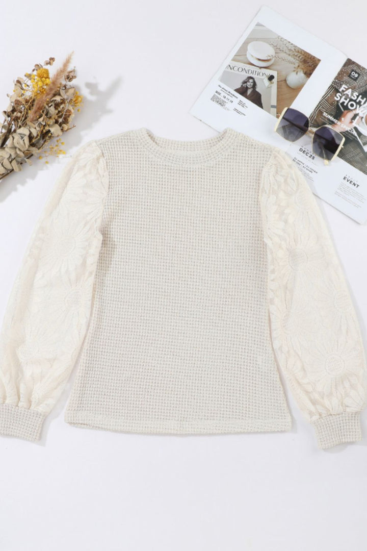 Elsie Mock Neck Lace Top