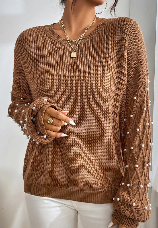 Kinsley Pearl Detail Round Neck Sweater