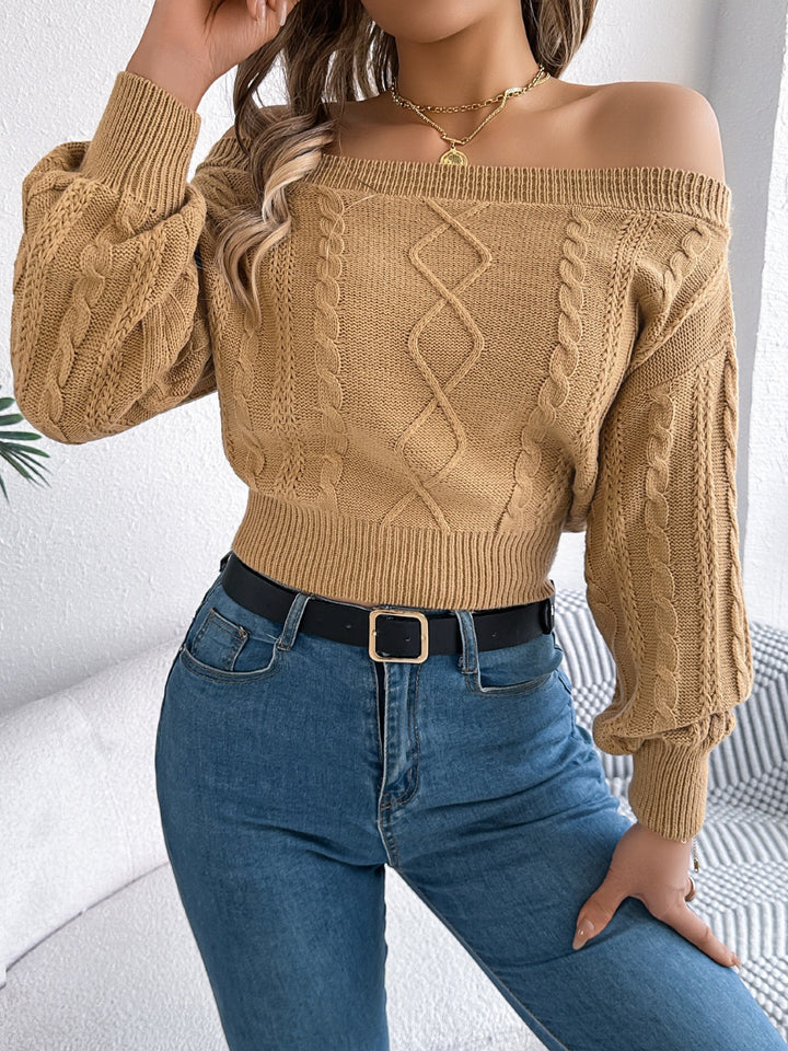 Khloe Cable Knit Off-Shoulder Sweater