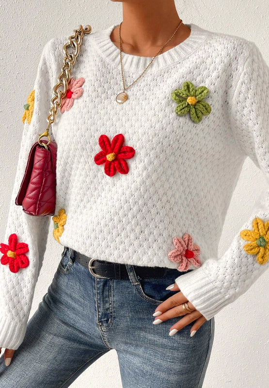 Annalise Crochet Flower Sweater