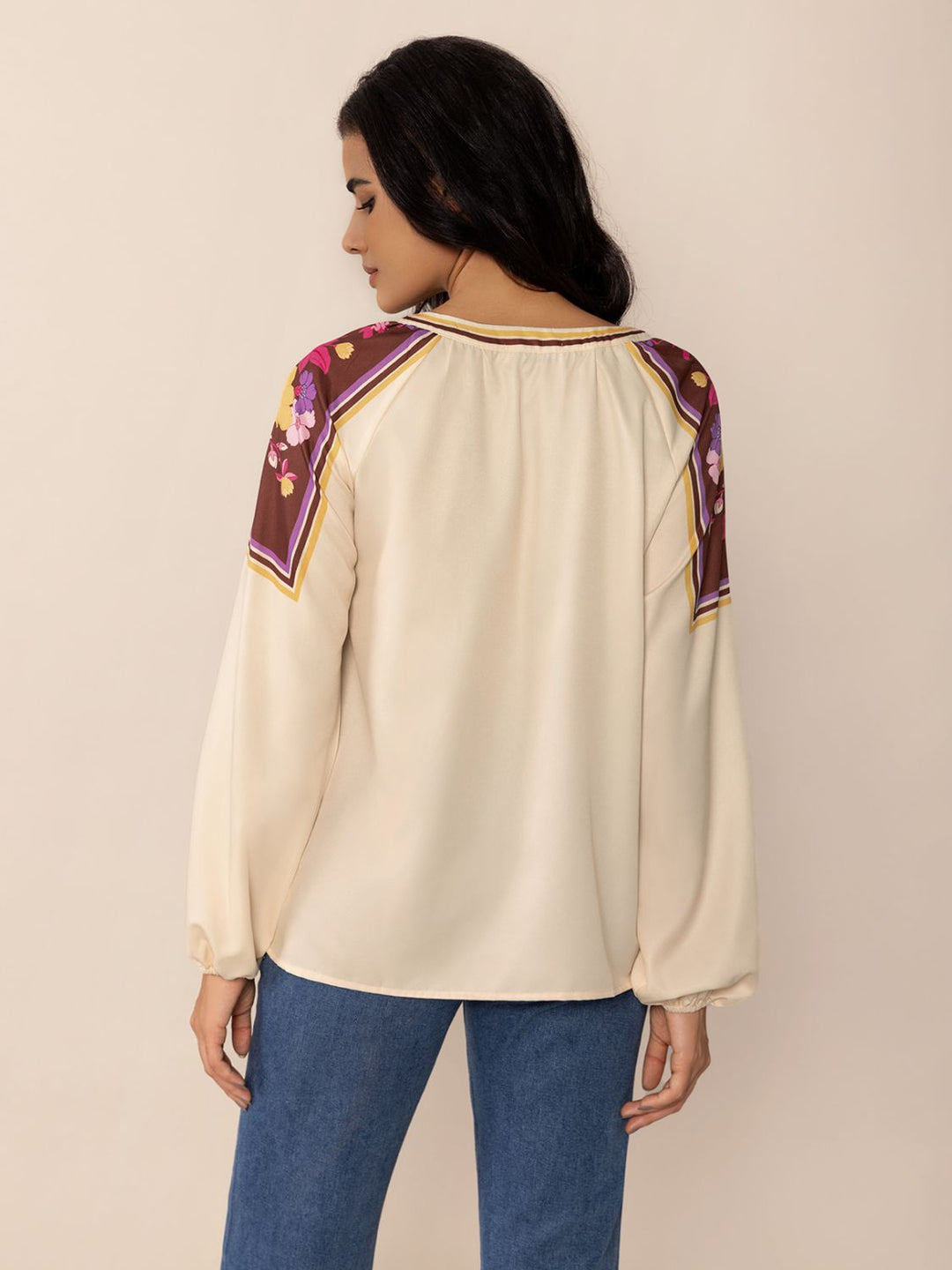 June Notched Long Sleeve Blouse