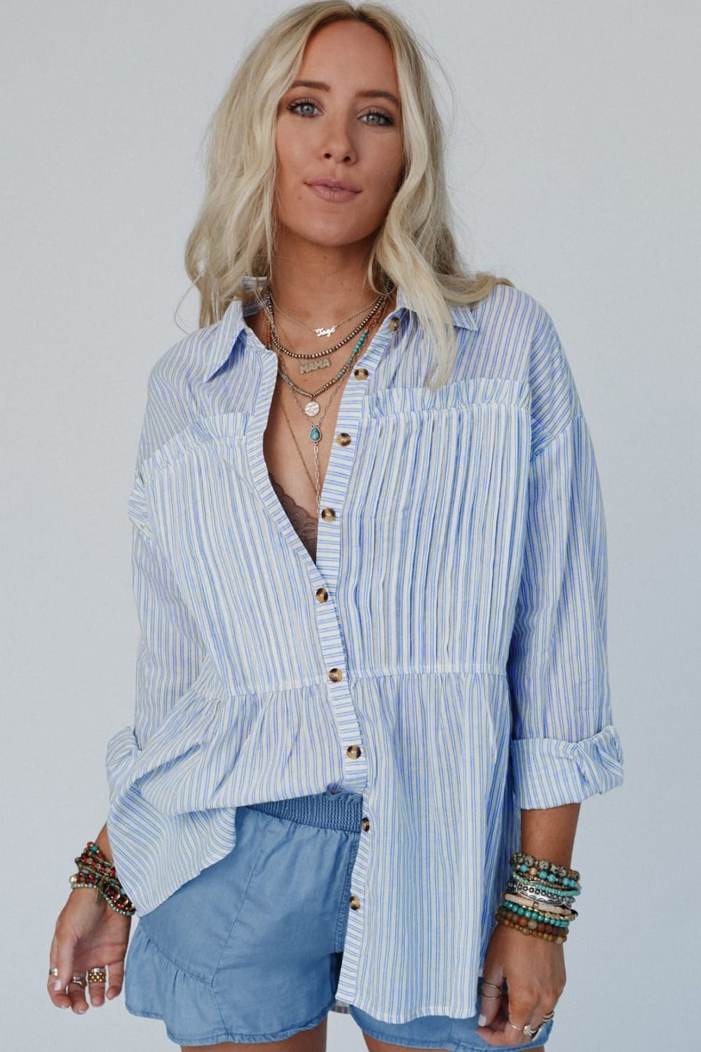 Dakota Striped Collared Neck Blouse