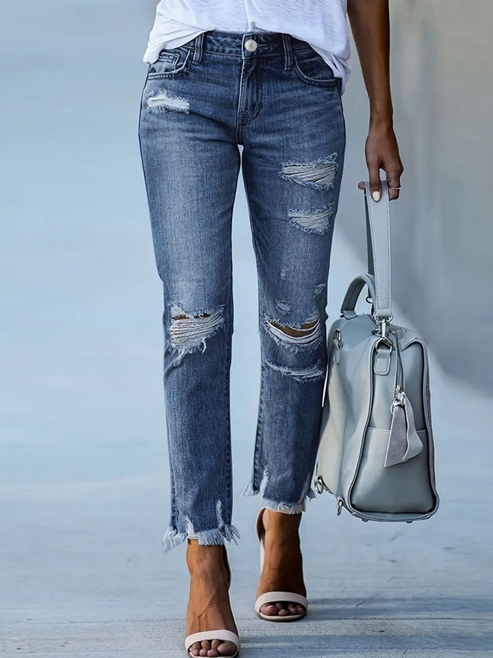 Riley Distressed Raw Hem Jeans