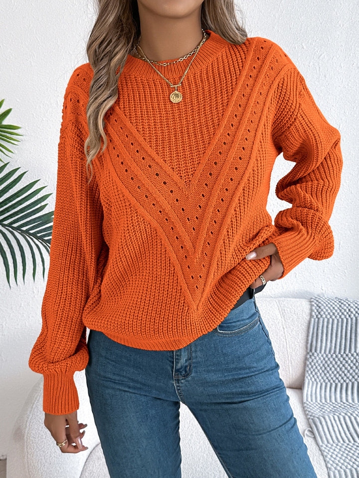 Josie Openwork Round Neck Sweater