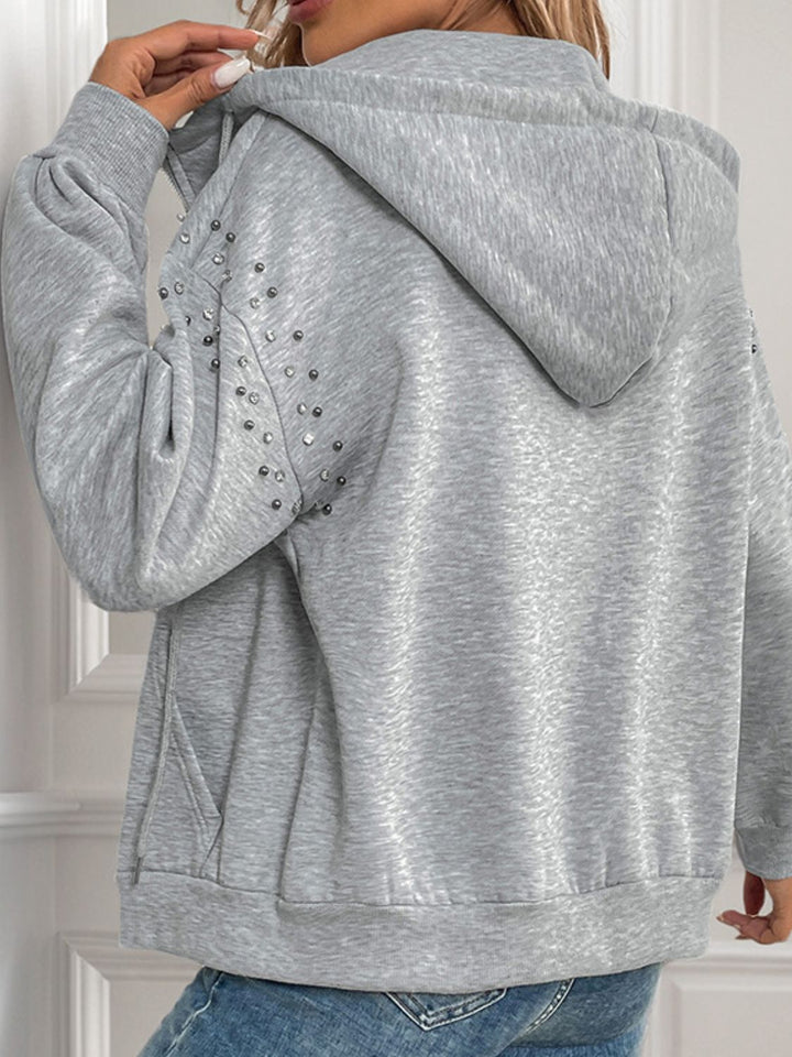 Bailey Rhinestone Zip Up Long Sleeve Hoodie