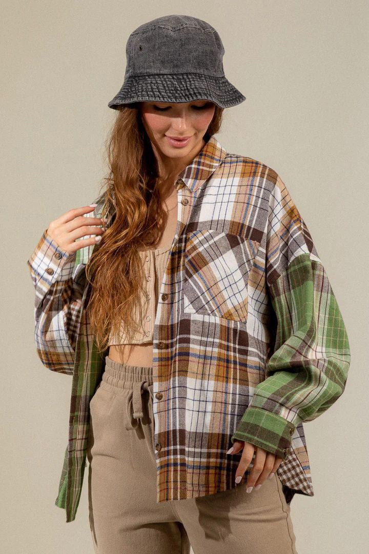 Lainey Plaid Collared Neck Shacket