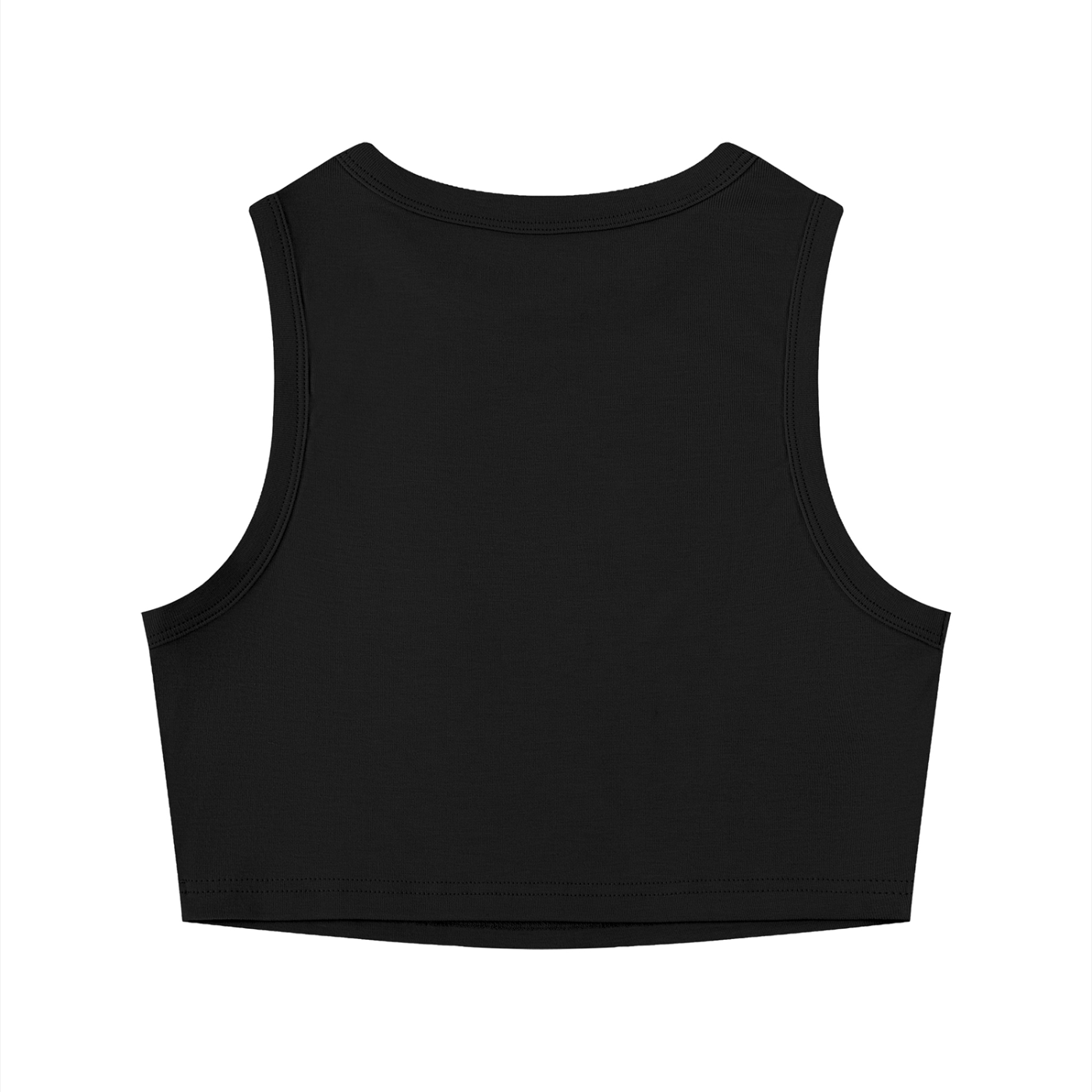 Tight Crewneck Crop Tank Top - Black