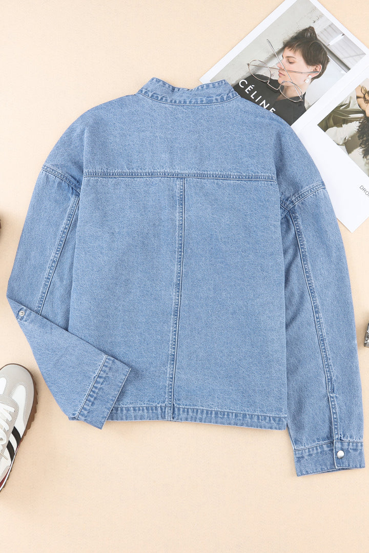 Savannah Drawstring Snap Down Denim Jacket