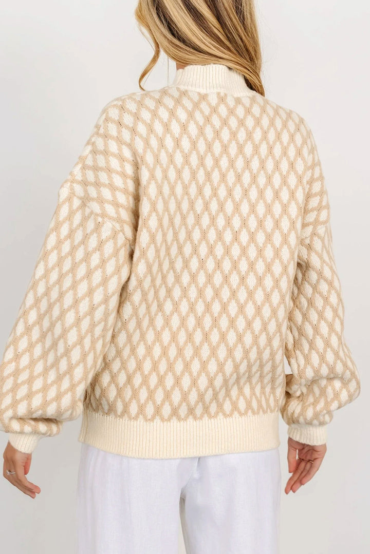 Norah Diamond Pattern Long Sleeve Sweater