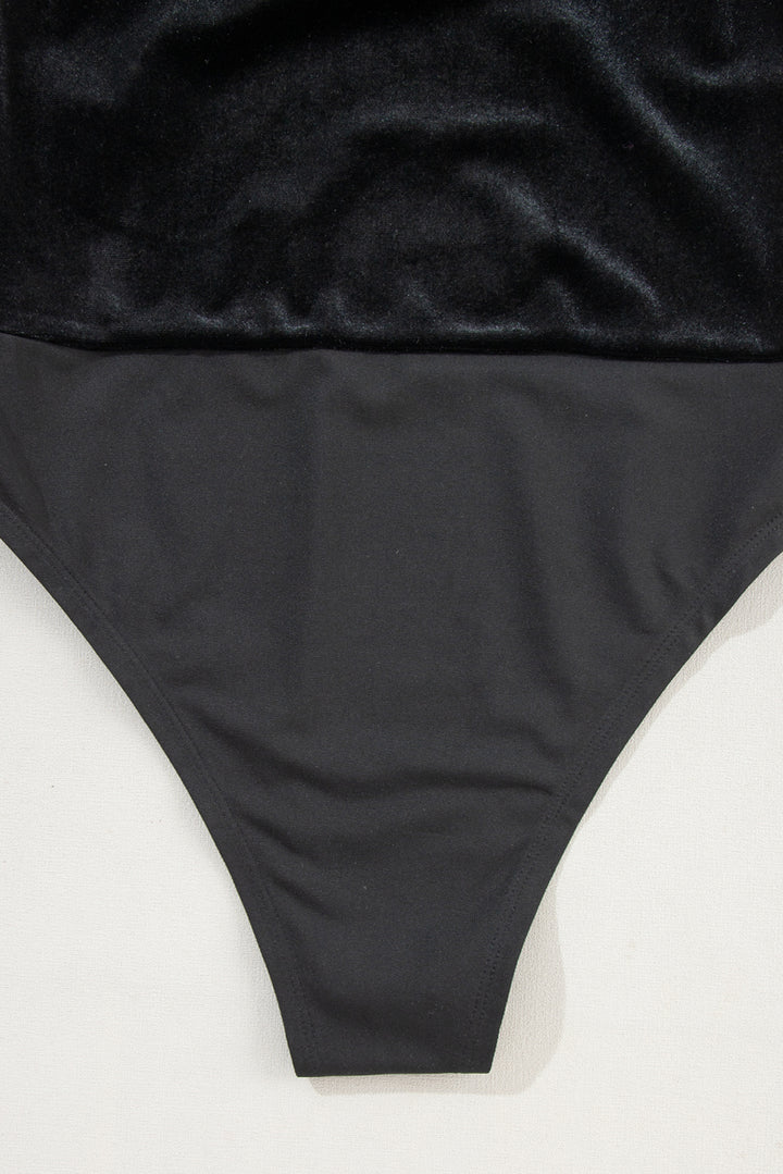 Camilla Pearl Detail Velvet Bodysuit