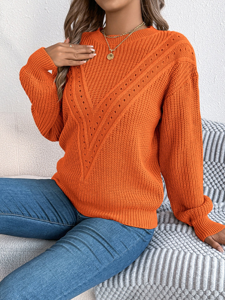 Josie Openwork Round Neck Sweater