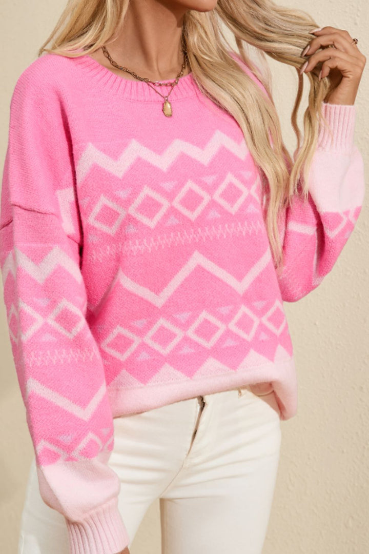 Ryleigh Geometric Long Sleeve Sweater