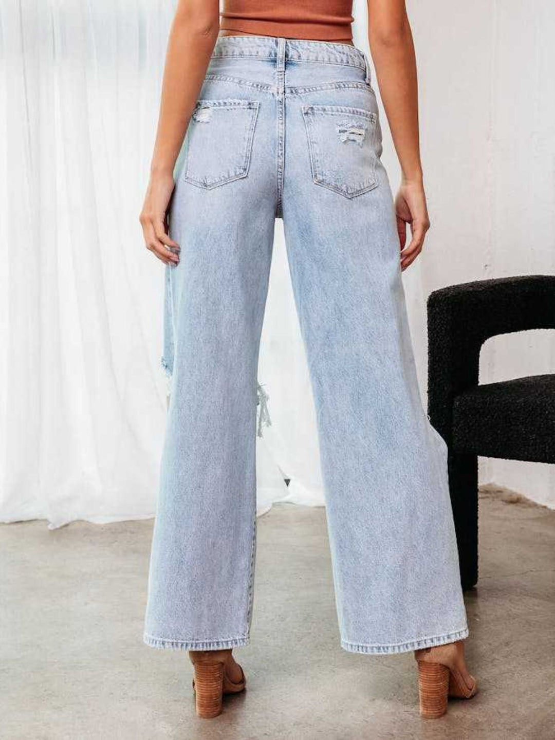 Aria Distressed Wide Leg Jeans