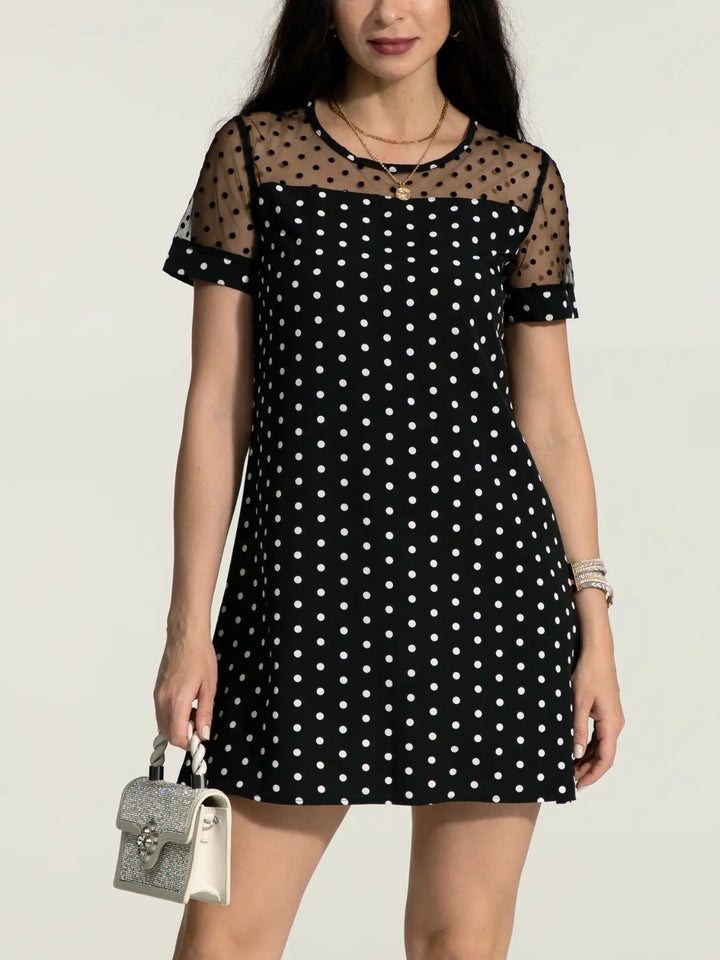 Adeline Polka Dot Short Sleeve Mini Dress