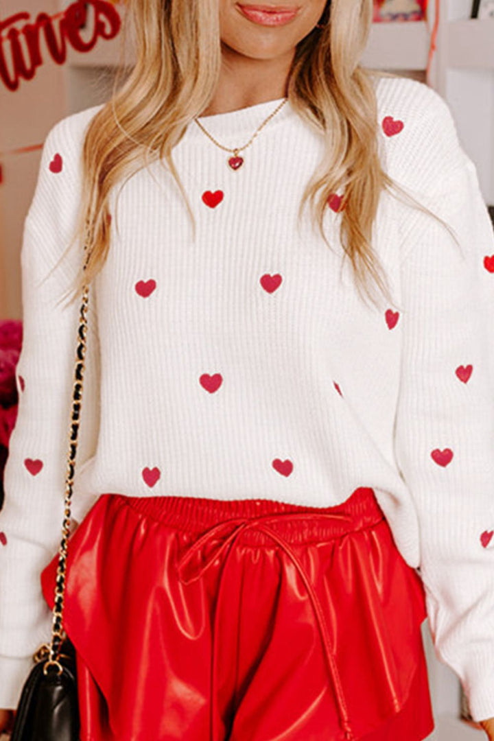 My Heart Round Neck Long Sleeve Sweater