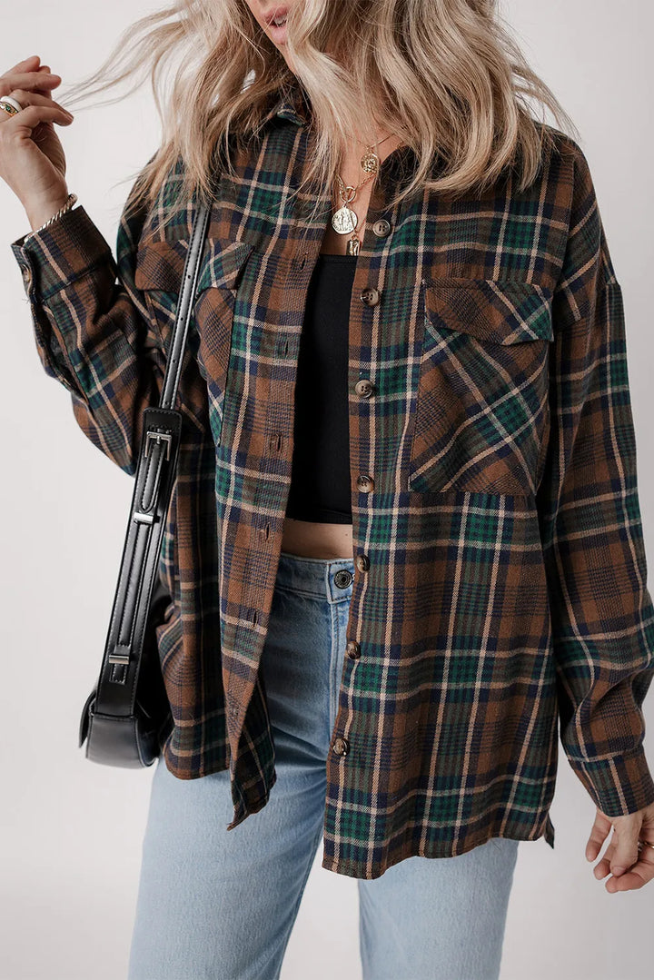 Raven Plaid Button Up Long Sleeve Shacket