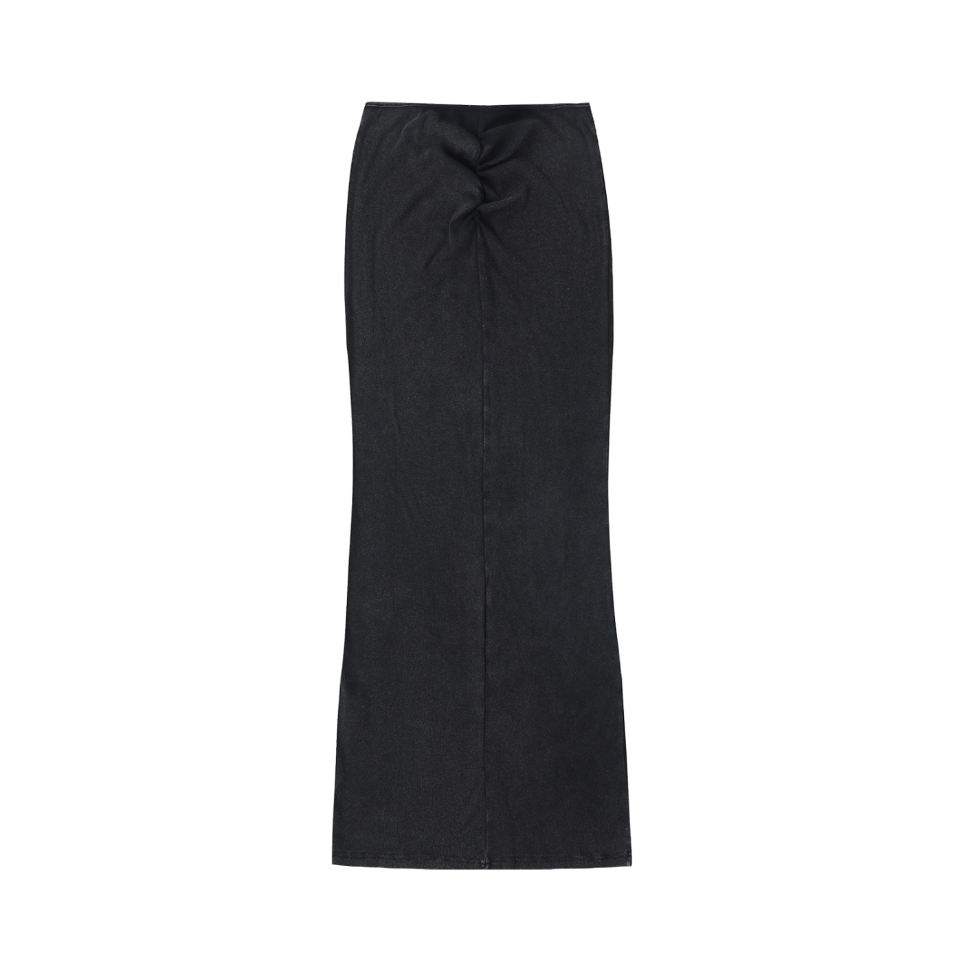 Dyed Washed Drawstring Maxi Skirt - Black