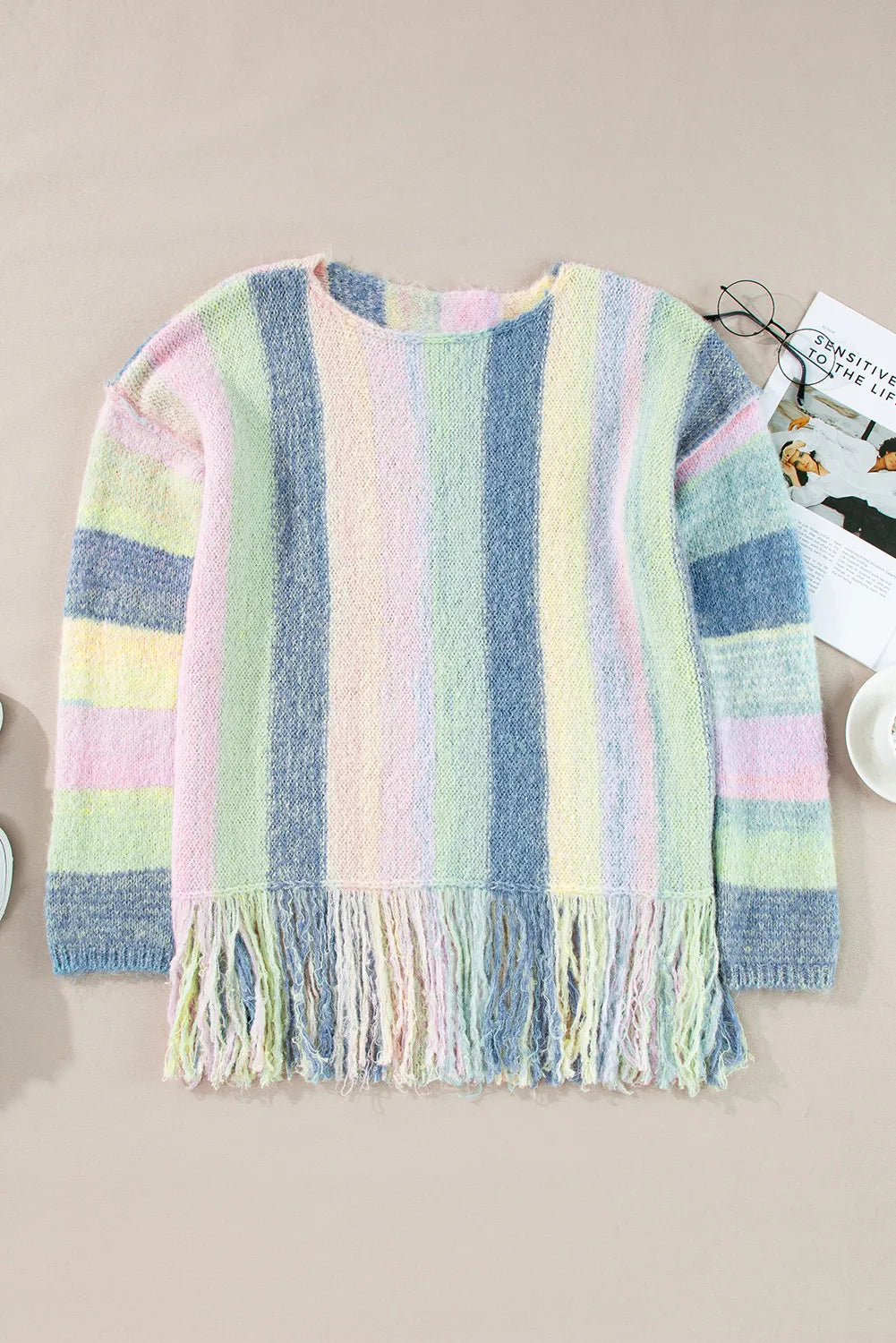 Fiona Fringe Color Block Sweater