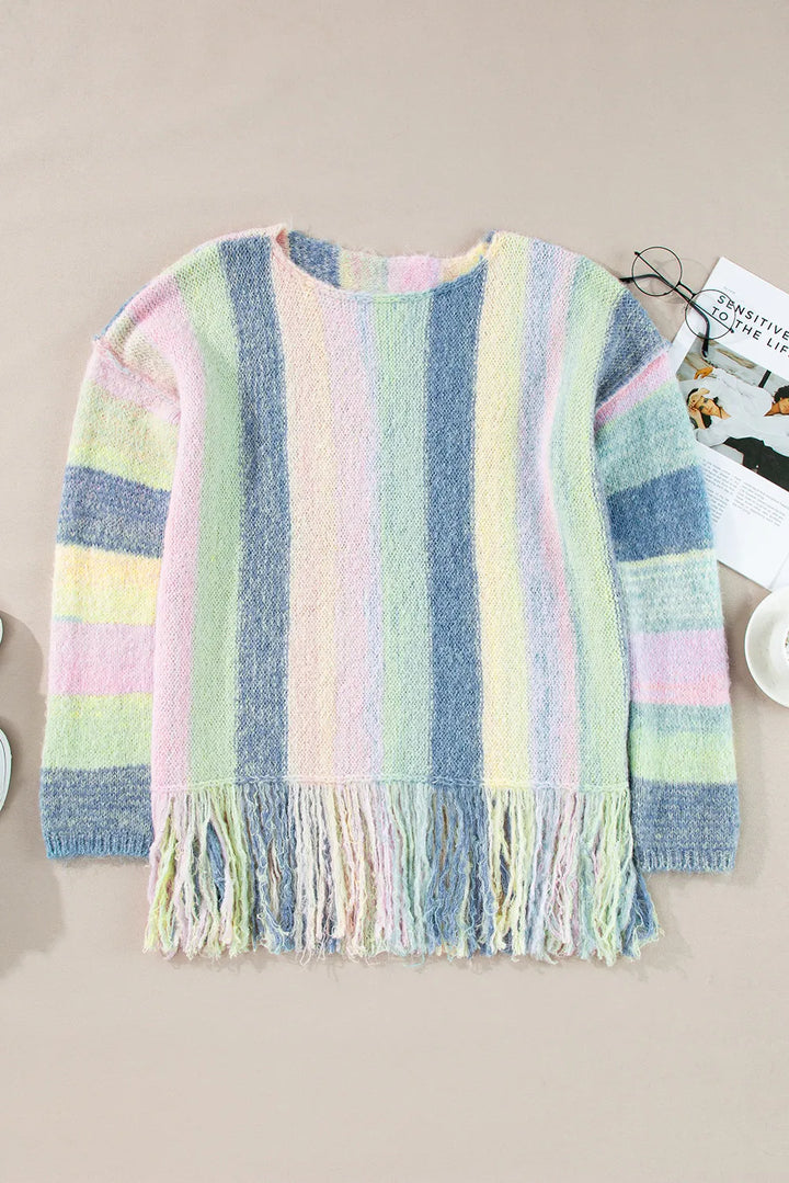 Fiona Fringe Color Block Sweater