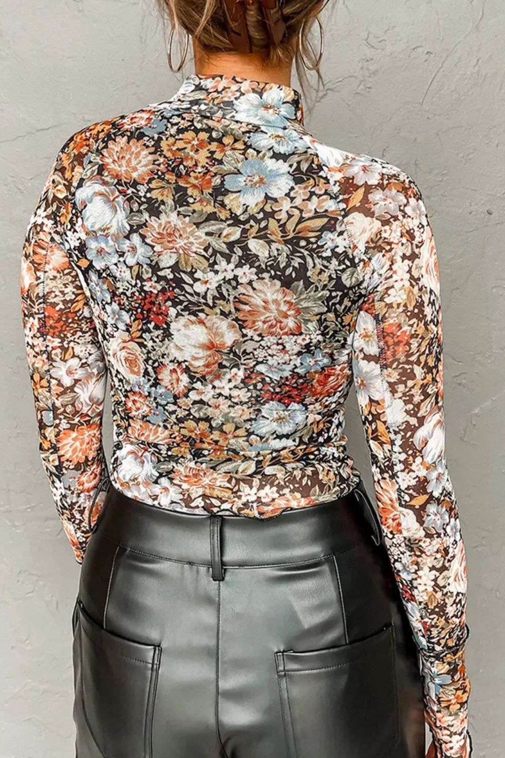 Lily Floral Mock Neck Long Sleeve Top