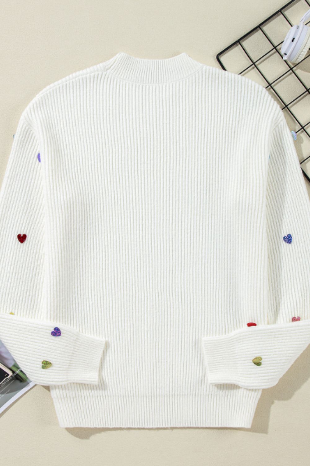 Juliette Heart Sequin Round Neck Sweater