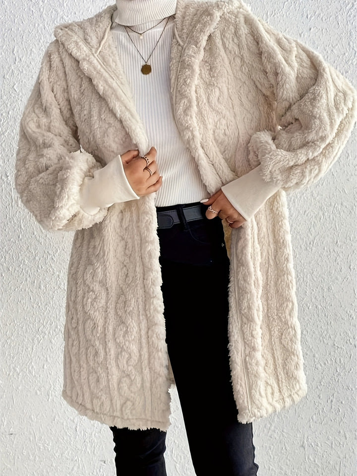 Esme Open Front Fuzzy Hooded Coat