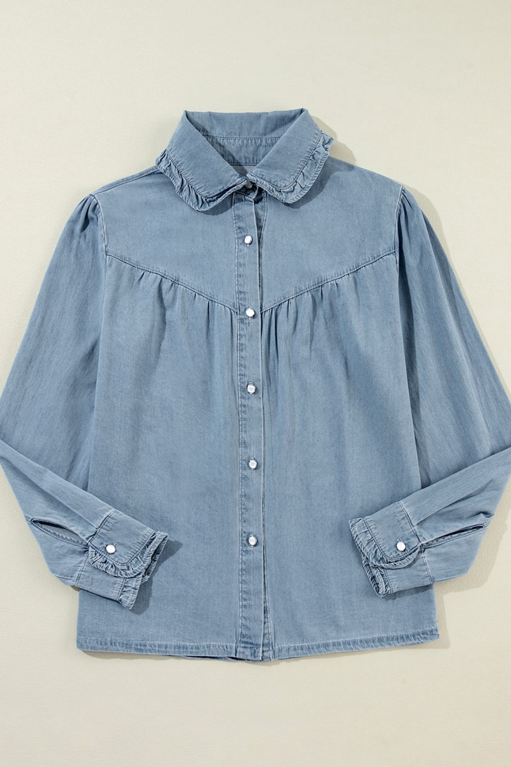 Addison Button Up Long Sleeve Denim Top