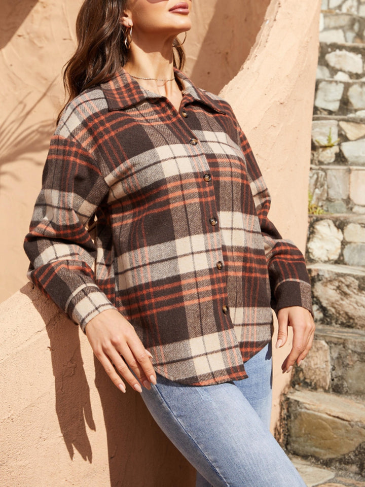 Lillian Plaid Button Up Long Sleeve Shacket