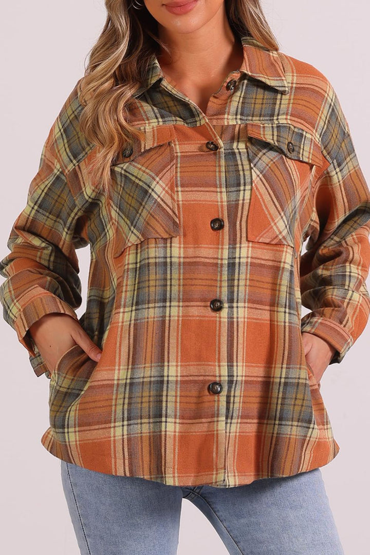 Faith Plaid Collared Neck Shacket