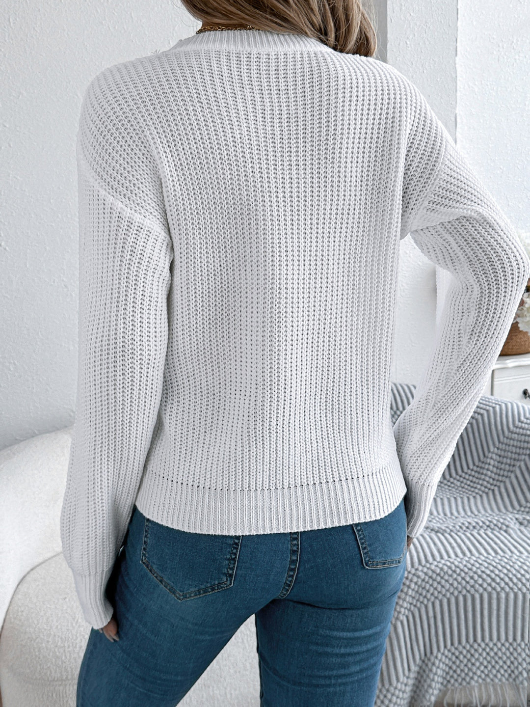 Josie Openwork Round Neck Sweater