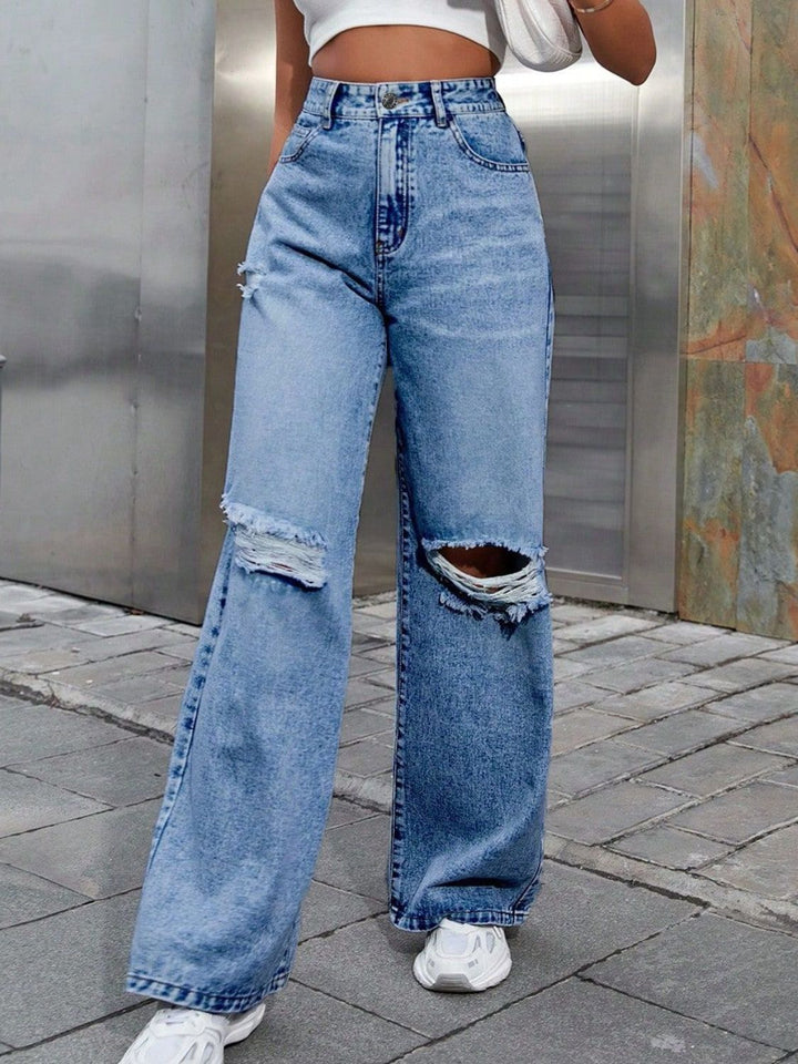 Camila Distressed Wide Leg Jeans