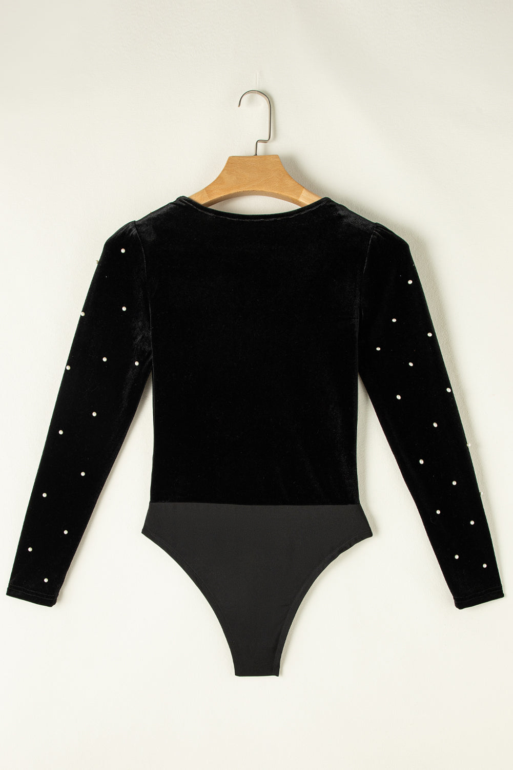 Camilla Pearl Detail Velvet Bodysuit