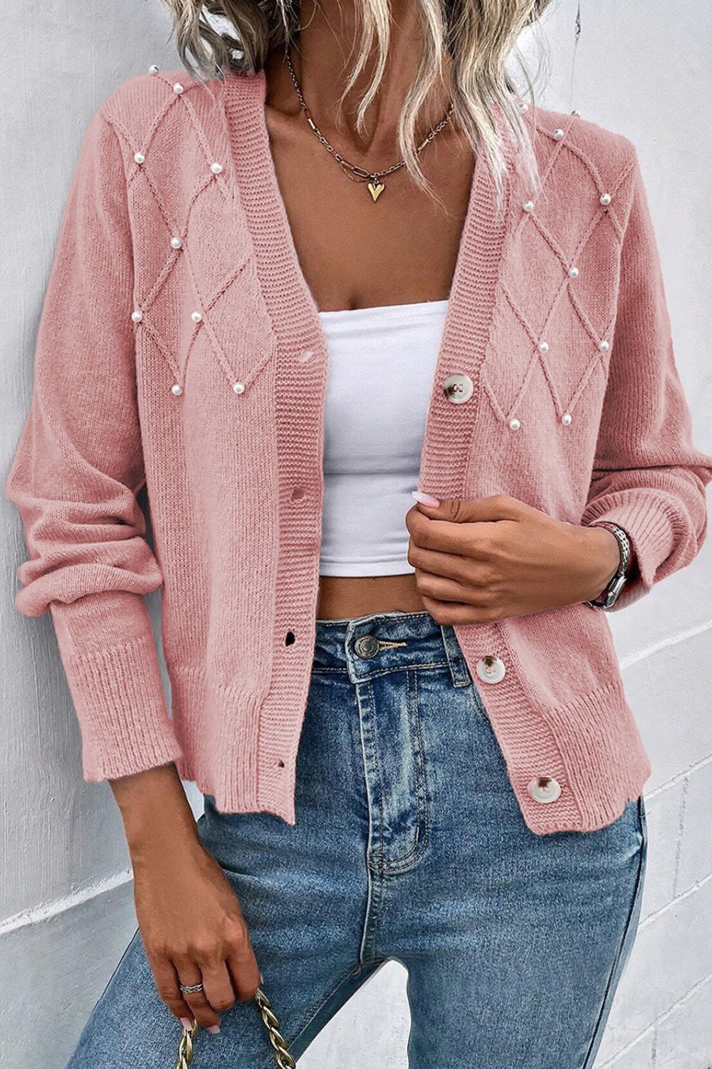 Julia Beaded V-Neck Cardigan