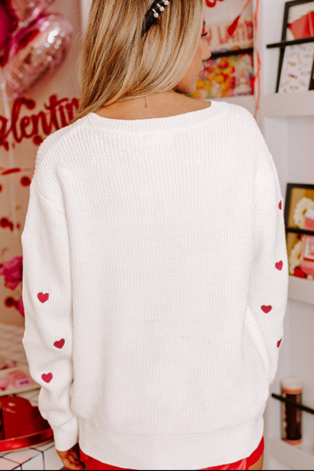 My Heart Round Neck Long Sleeve Sweater