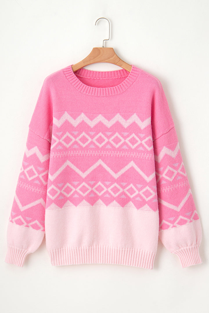 Ryleigh Geometric Long Sleeve Sweater