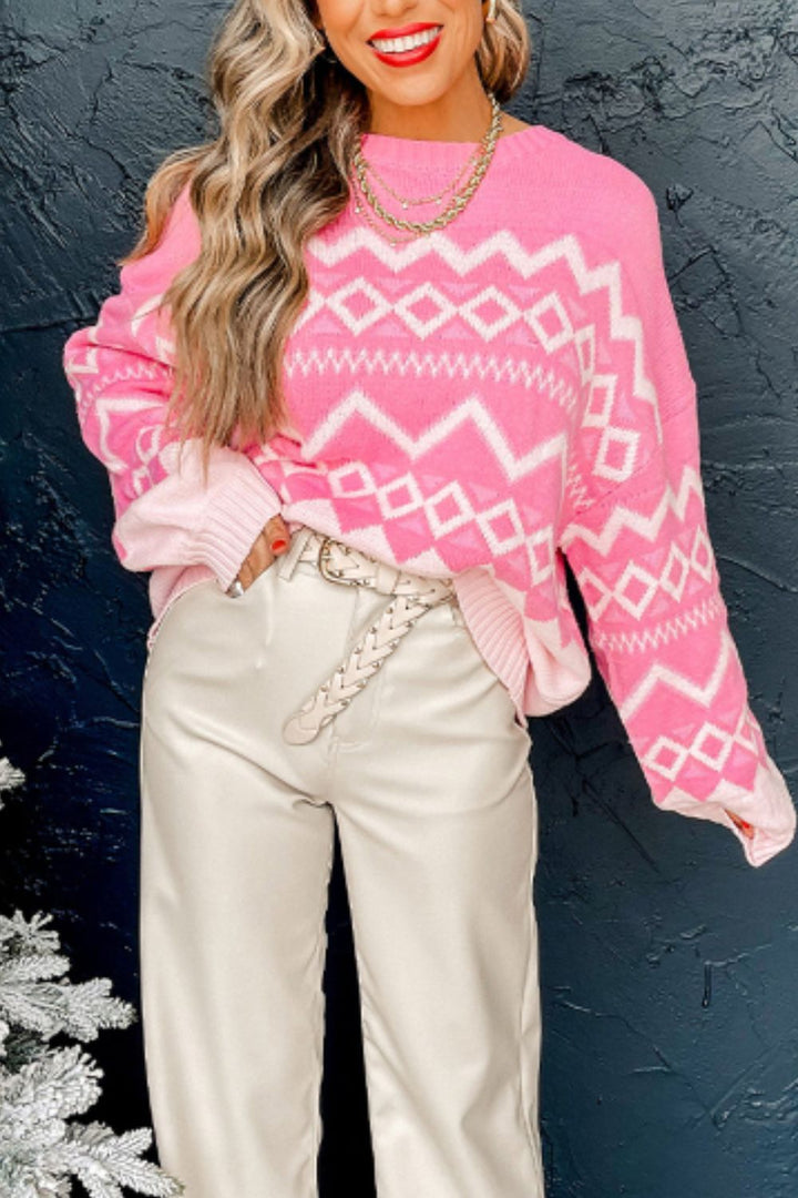 Ryleigh Geometric Long Sleeve Sweater