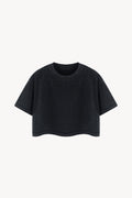 Mineral Wash Cotton Crop T-Shirt - Black