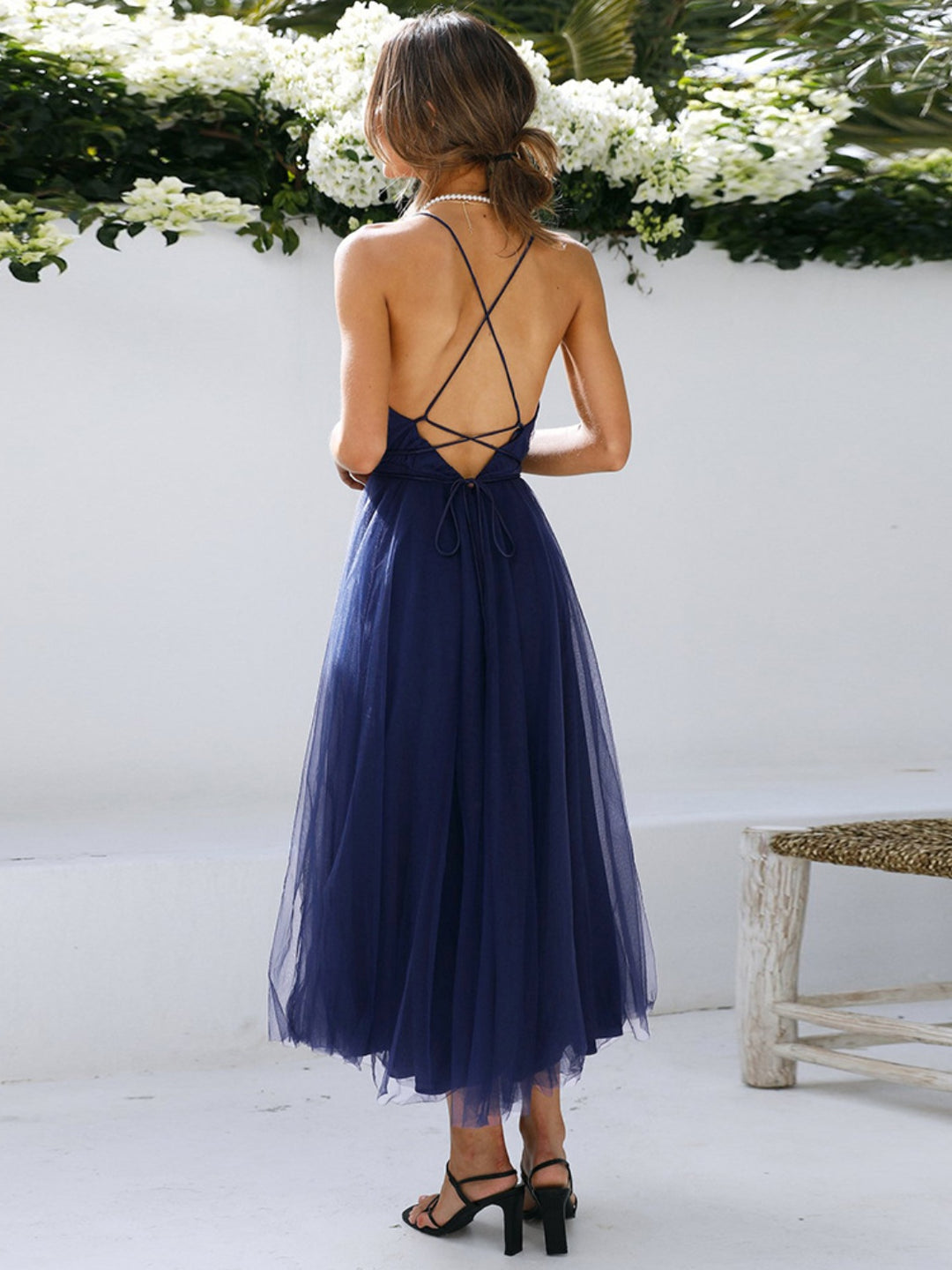 Arabella Backless Crisscross Sleeveless Midi Dress