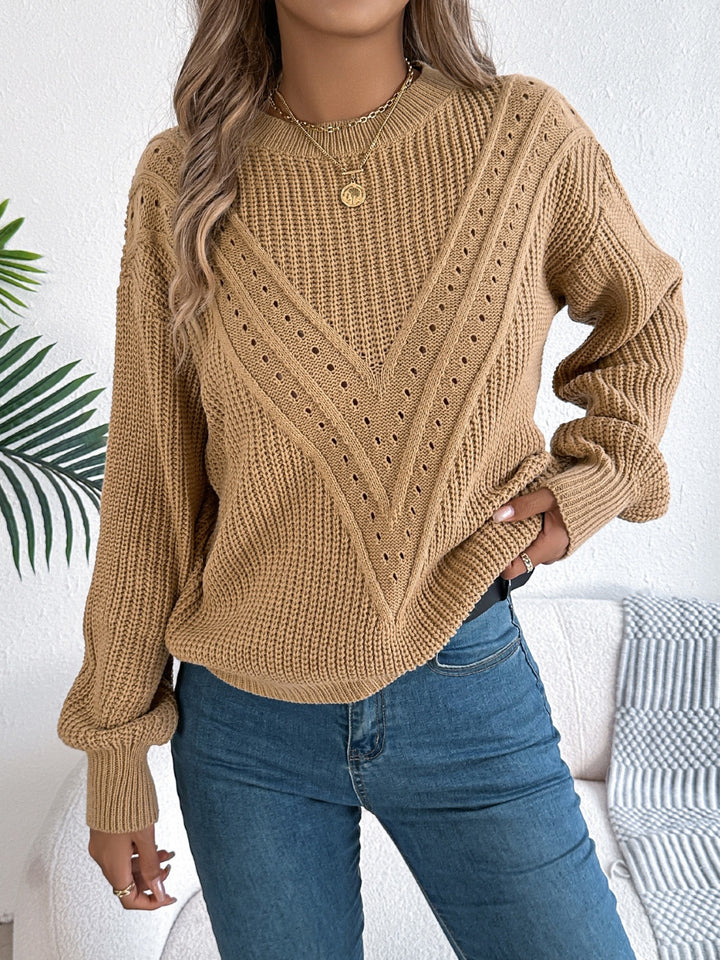 Josie Openwork Round Neck Sweater