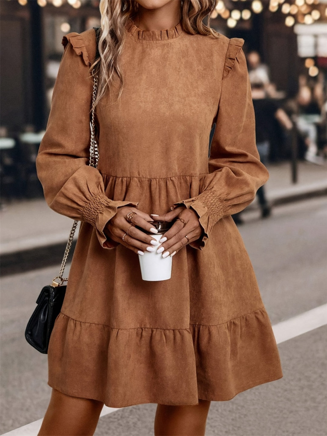 Brooke Frill Long Sleeve Mini Dress